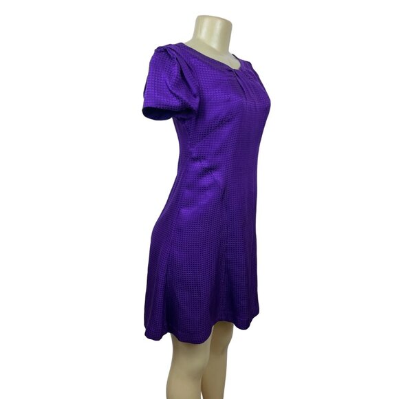 Banana Republic Women’s Purple Puff Sleeve Knee Length A-line Dress Size 0 - Picture 4 of 8
